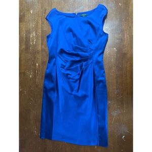 Lauren Ralph Lauren Royal Blue Ruched Sheath Dress